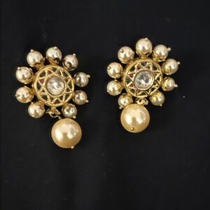 Elegant Gold tone and faux Pearl Earrings